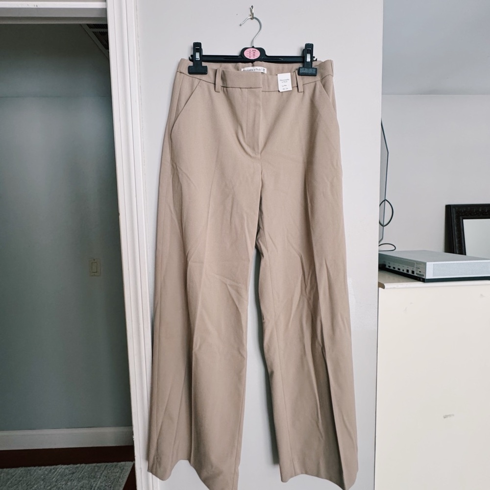 Abercrombie & Fitch Cream Wide Leg Pants High Waisted